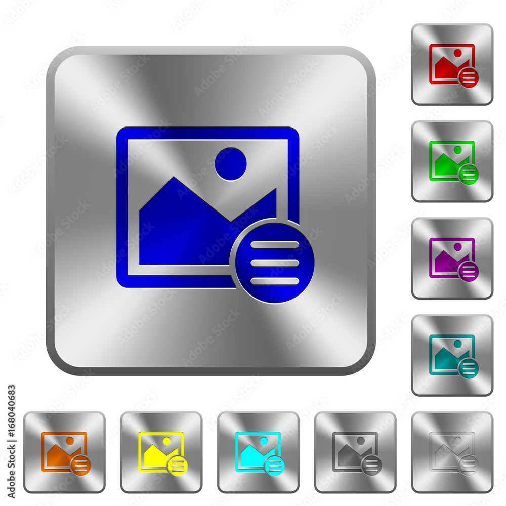 Image options rounded square steel buttons Image options rounded square steel buttons