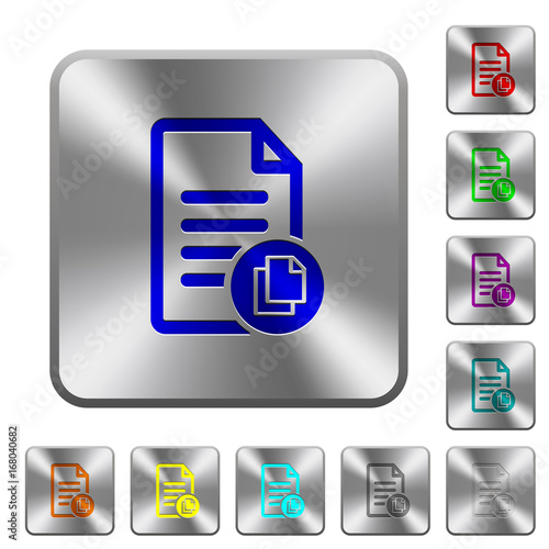 Copy document rounded square steel buttons