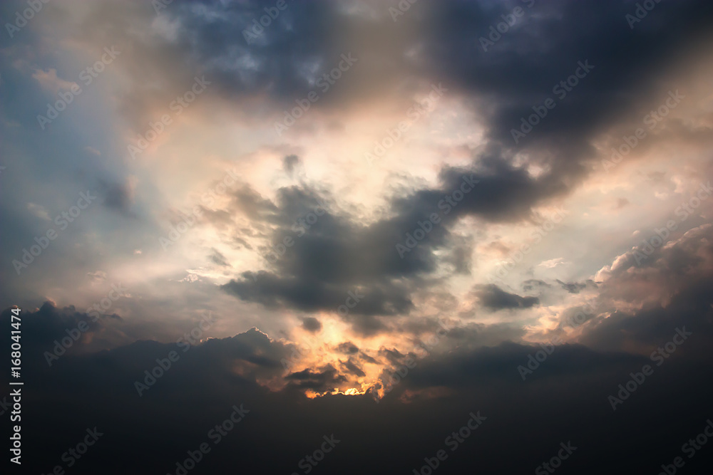Dramatic atmosphere Panorama view of beautiful sunset sky and clouds.
