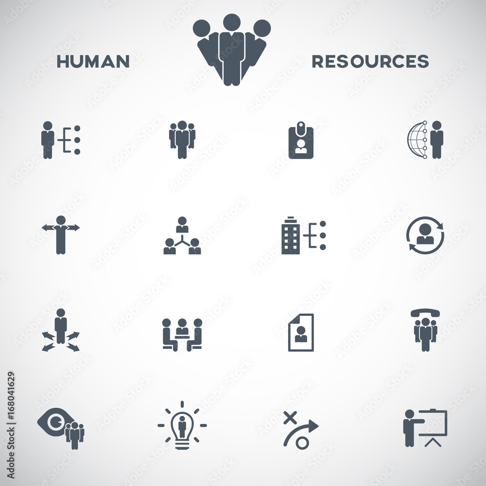 Human resources and management icons set.