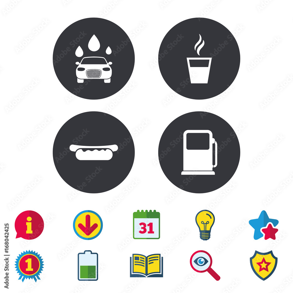 Petrol or Gas station services icons. Car wash. Petrol or Gas station services icons. Car wash.