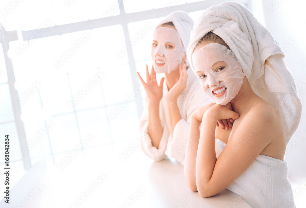 Positive females doing face mask Positive females doing face mask