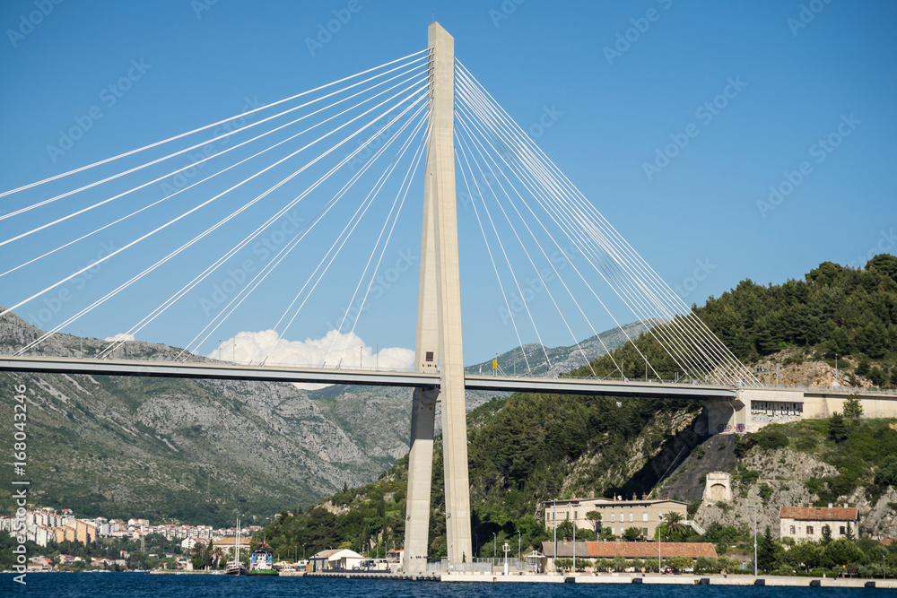 The Franjo Tudman cable-stayed bridge, Dubrovnik, Croatia. The Franjo Tudman cable-stayed bridge, Dubrovnik, Croatia.