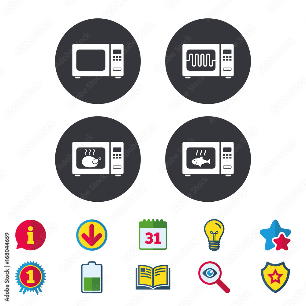 Microwave oven icons. Cook in electric stove.