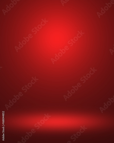 Red Christmas background design template mockup with light effect spot light Studio room background for product.