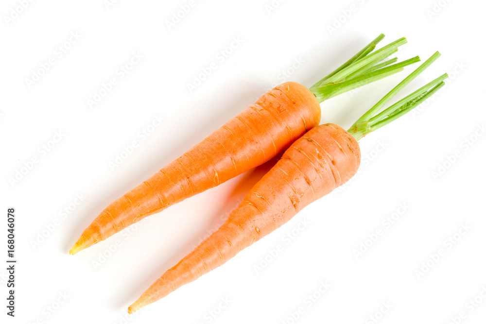 Carrot vegetable with leaves isolated on white background Carrot vegetable with leaves isolated on white background