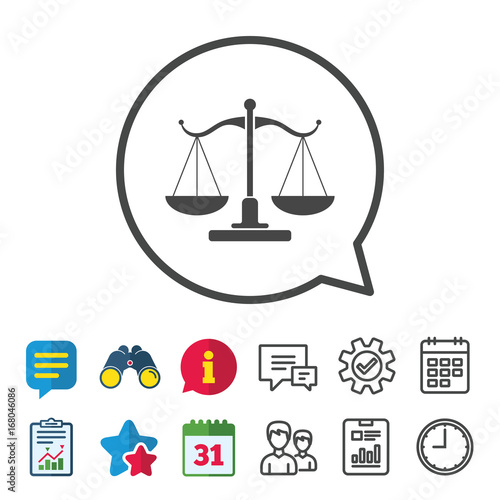Scales of Justice sign icon. Court of law symbol.