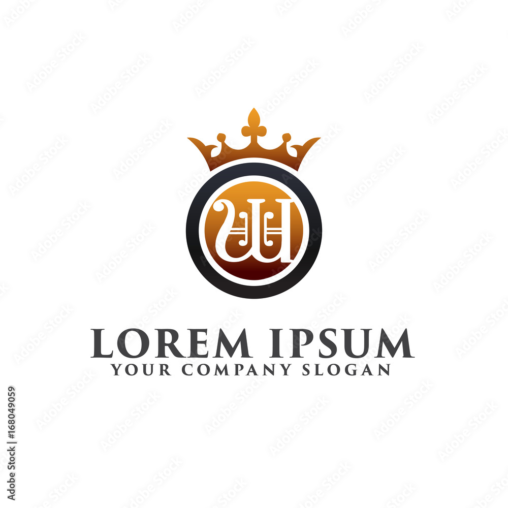 Fototapeta premium luxury letter W Decoration with Crown Logo design concept template