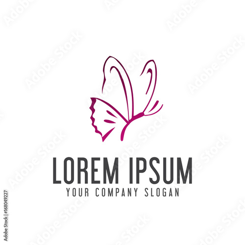 butterfly logo. handrawn style design concept template