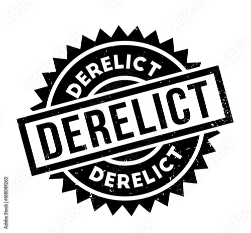 Derelict rubber stamp. Grunge design with dust scratches. Effects can be easily removed for a clean, crisp look. Color is easily changed.