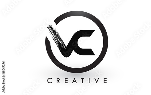 VC Brush Letter Logo Design. Creative Brushed Letters Icon Logo.