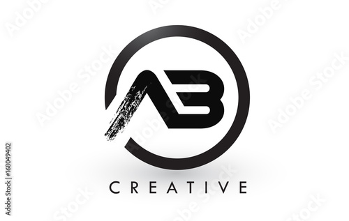 AB Brush Letter Logo Design. Creative Brushed Letters Icon Logo. photo