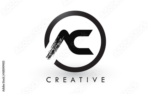 AC Brush Letter Logo Design. Creative Brushed Letters Icon Logo.