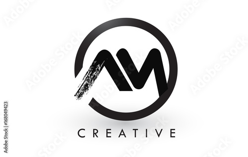 AM Brush Letter Logo Design. Creative Brushed Letters Icon Logo.