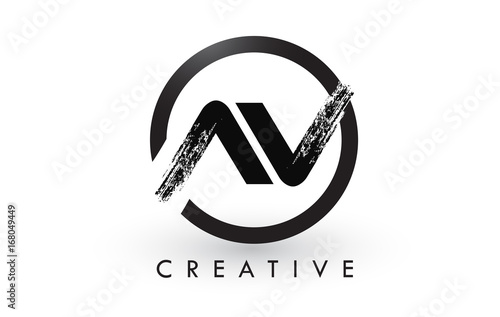 AV Brush Letter Logo Design. Creative Brushed Letters Icon Logo.