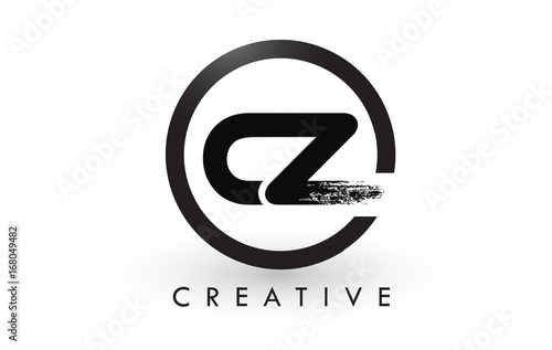 CZ Brush Letter Logo Design. Creative Brushed Letters Icon Logo.