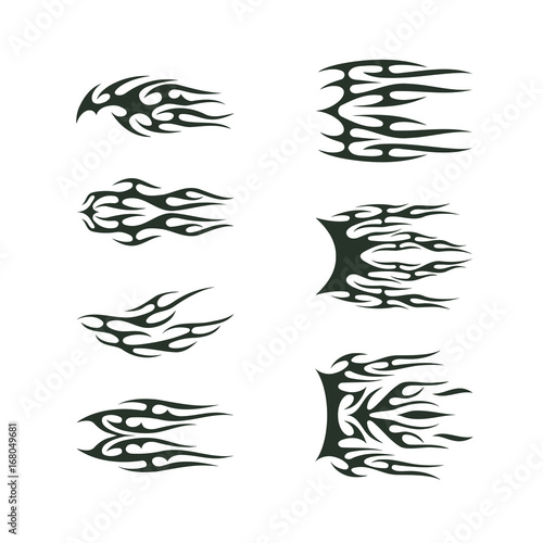 tribal tatto collection set . flame tatoo totem Vector Illustration design