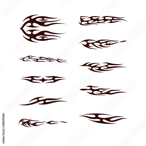 tribal tatto collection set . flame tatoo totem Vector Illustration design