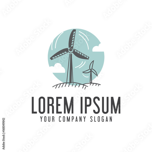 Wind vane, wind power logo design concept template