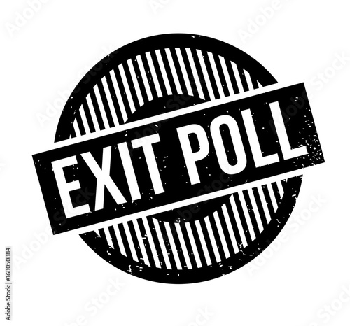 Exit Poll rubber stamp. Grunge design with dust scratches. Effects can be easily removed for a clean, crisp look. Color is easily changed.