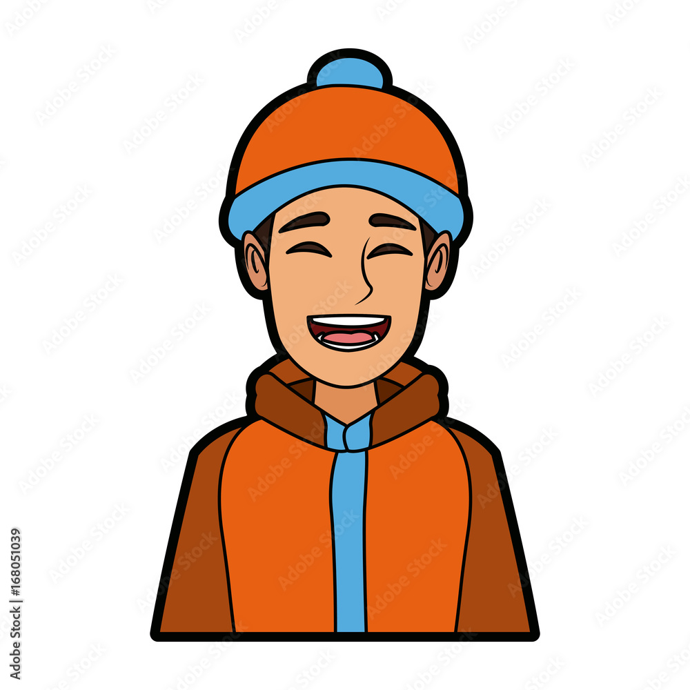 Obraz premium portrait young man wearing winter clothes vector illustration