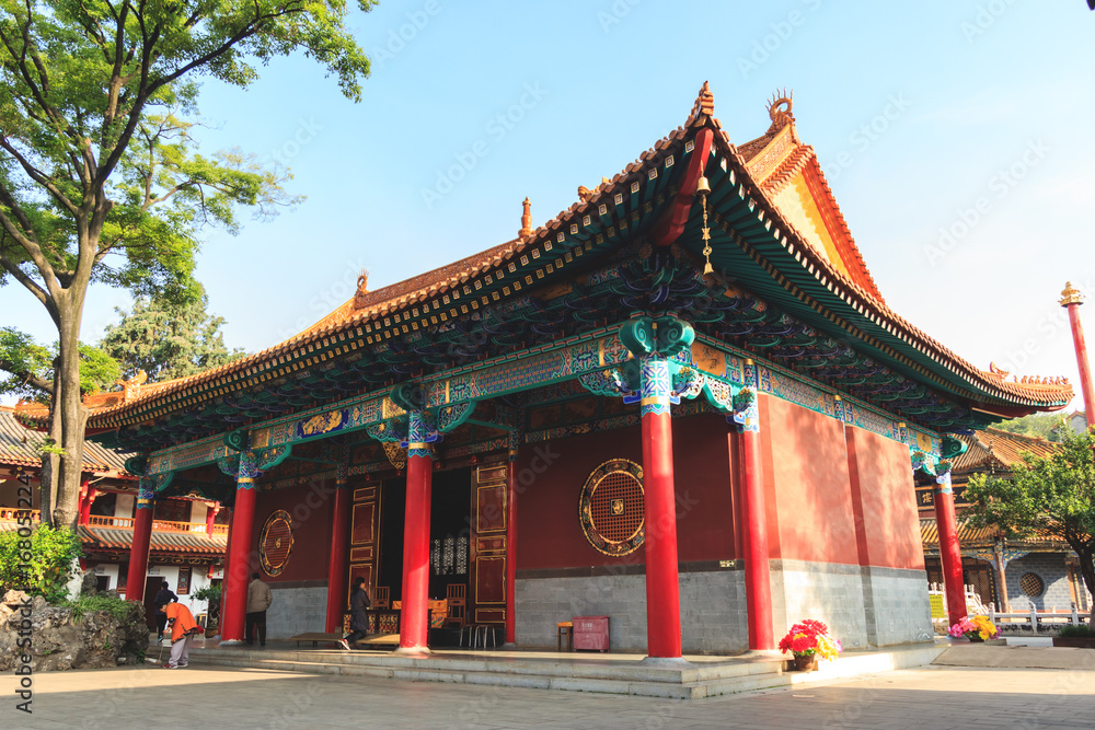 Majestic and colourful building in a Chinese Buddhist temple Majestic and colourful building in a Chinese Buddhist temple
