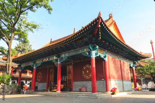 Majestic and colourful building in a Chinese Buddhist temple