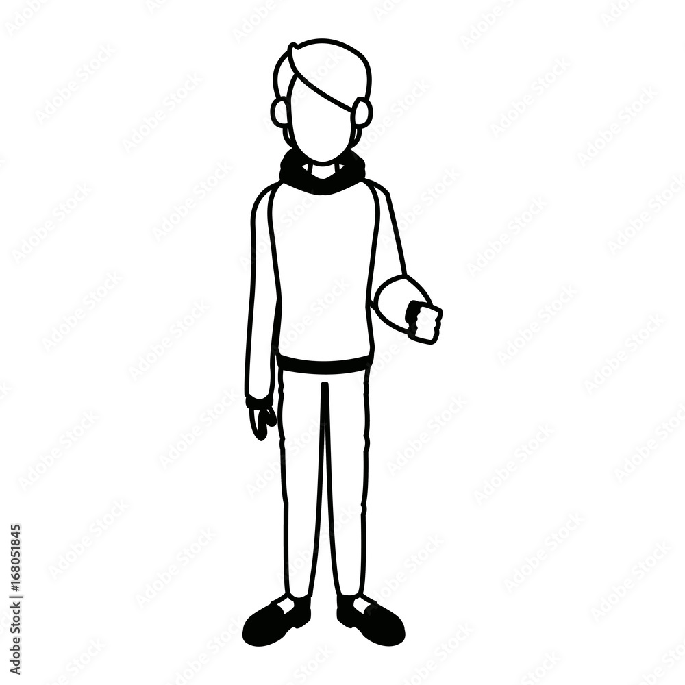 man with clothes snow hat standing character vector illustration man with clothes snow hat standing character vector illustration