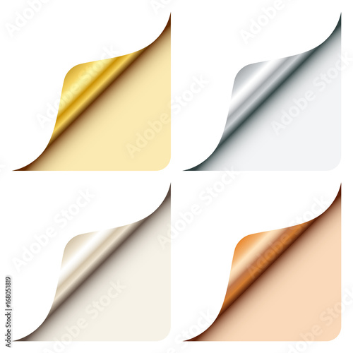 4 Metallic Corners Rounded Background Right Down 
