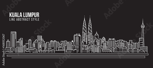 Photo Cityscape Building Line art Vector Illustration design - Kuala Lumpur skyline