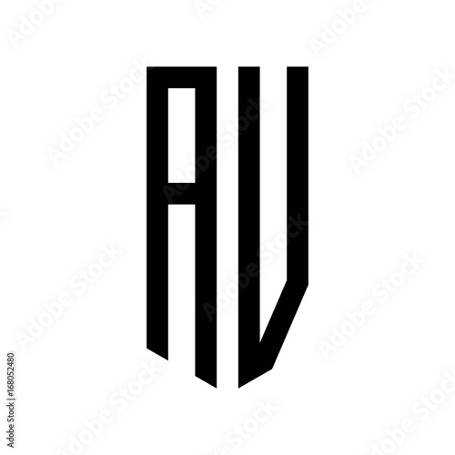 initial letters logo av black monogram pentagon shield shape