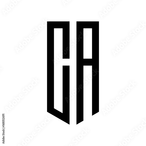 initial letters logo ca black monogram pentagon shield shape