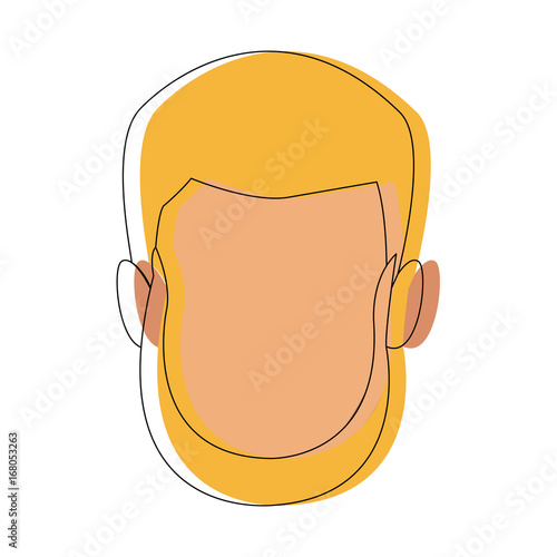 character man face cartoon hair contour vector illustration