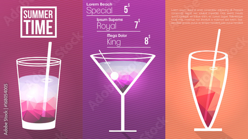 Minimal Cocktail Menu Template - Vector Illustration.