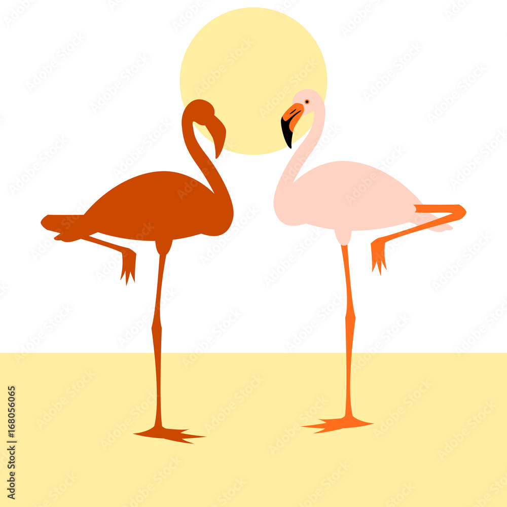 Obraz premium flamingo vector illustration flat style
