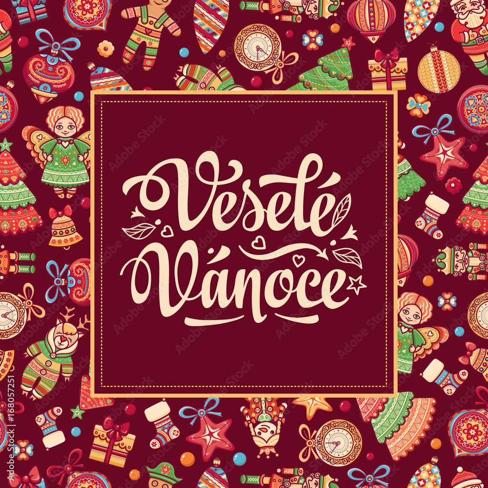 Vesele Vanoce Lettering composition Czech language
