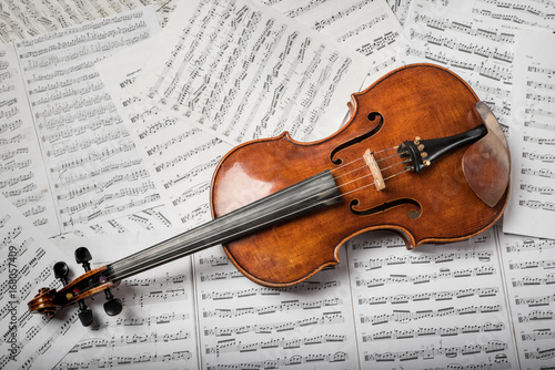 Viola on the sheets of music