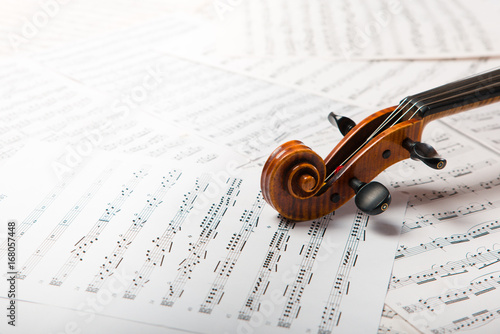Viola on the sheets of music