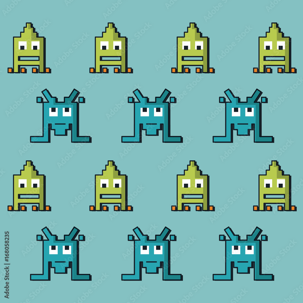 colorful pattern of alien of spatial game vector illustration