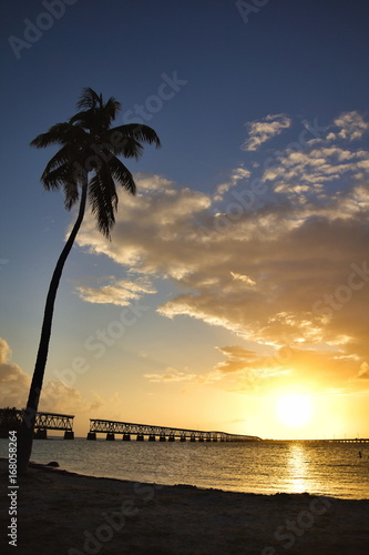 Bahia Honda State Park and railway bridge at sunset. photo
