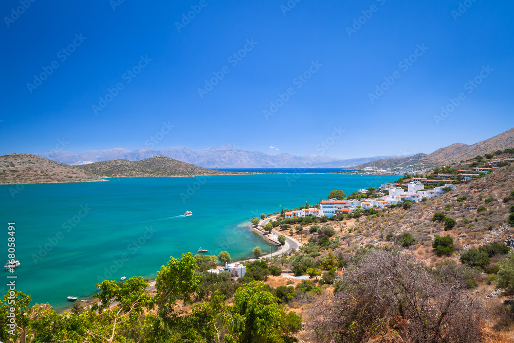 Scenery of Mirabello Bay on Crete, Greece