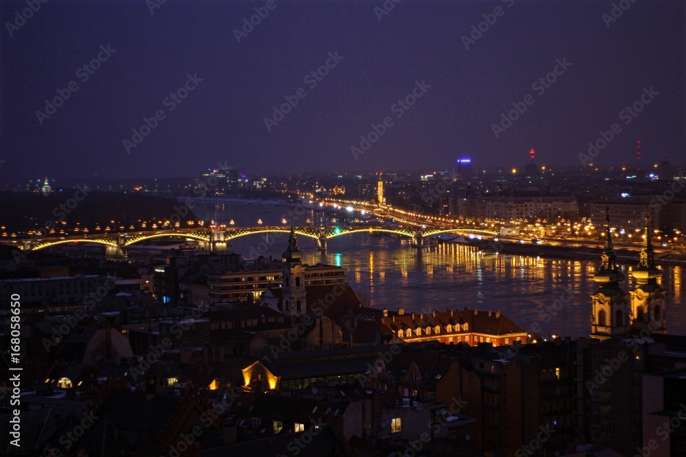 Margaret bridge at night in Budapest