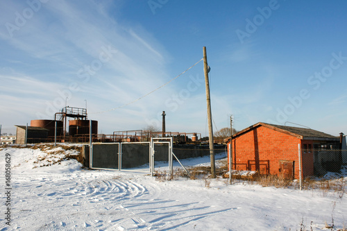 Countryside industrial view in winter.