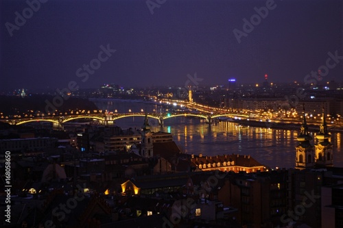 Margaret bridge at night in Budapest