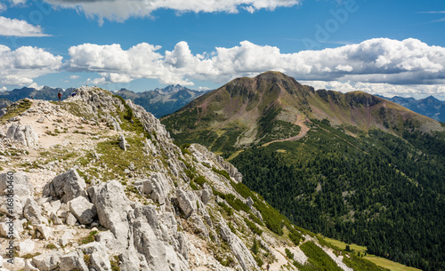 Amazing mountains summer landscape in Dolomites, South Tyrol, Italy. White Peak and Black Peak in the Oclini Pass © lorenza62