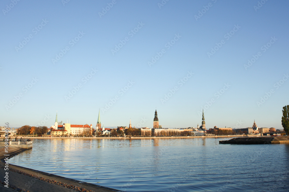 Latvia capital city Riga landscape view.