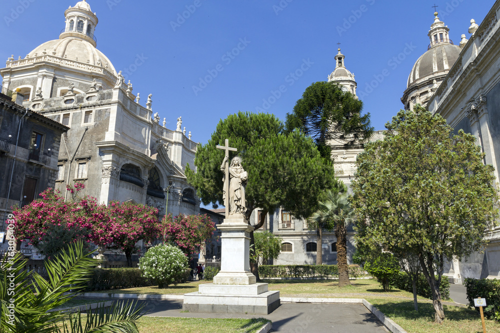 Garden of the Catania Cathedral in Sicily, Italy