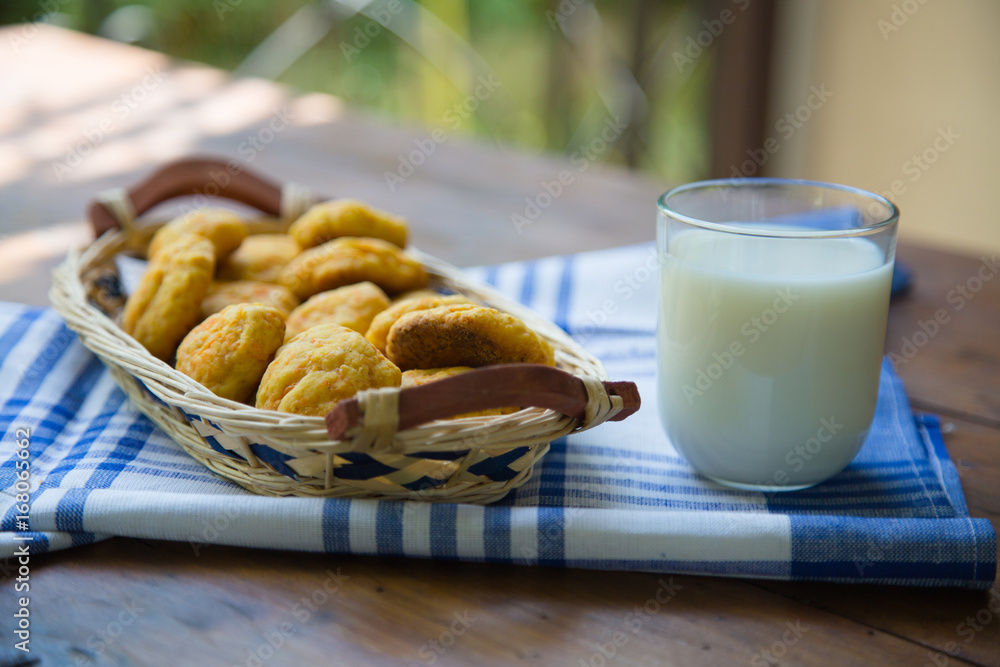 Carrot cookies and milk jug in a rustic style Carrot cookies and milk jug in a rustic style