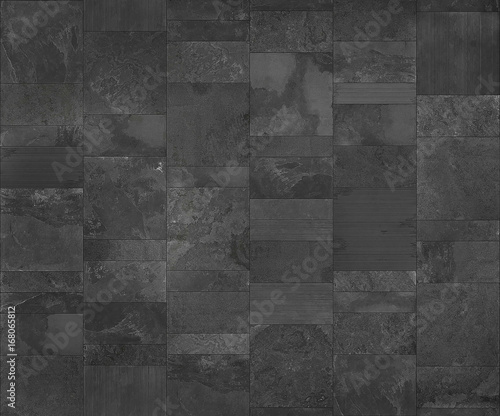 Fotografie, Obraz Slate tile ceramic, seamless texture dark gray map for 3d graphics