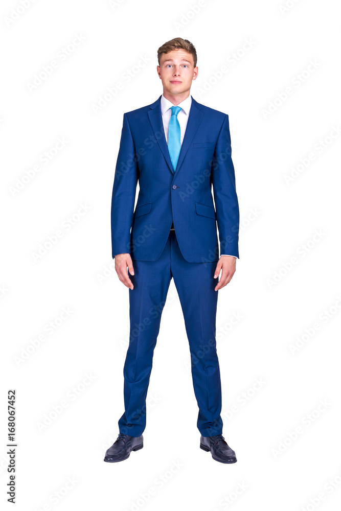 business, people and office concept - happy smiling businessman in blue suit business, people and office concept - happy smiling businessman in blue suit